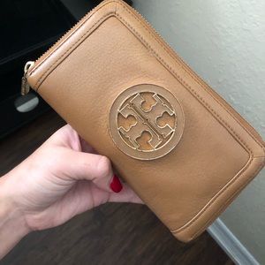 Light Brown Leather Tory Burch Wallet